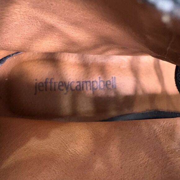 Jeffery Campbell Black Suede Lace Up Block Heeled Open Toed Sandals Size 7 - Picture 13 of 14